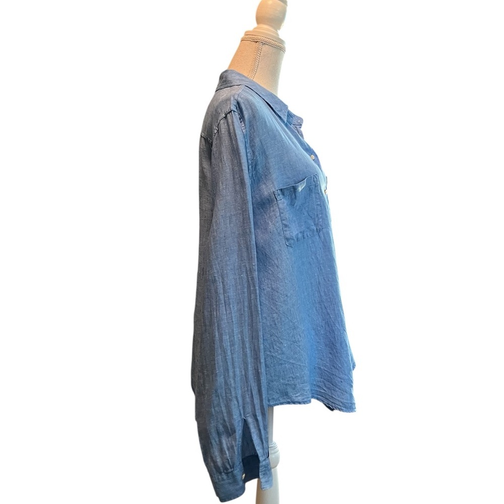 Lilly Pulitzer Blue Button Down Linen Shirt Size XL - Picture 4 of 9